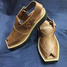 Load image into Gallery viewer, Brown Handmade Leather Peshawari Chappal
