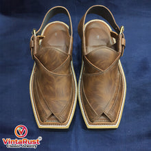 Load image into Gallery viewer, Brown Handmade Leather Peshawari Chappal
