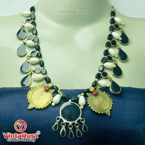 Choker Necklace With Stones, Pearls and Coins