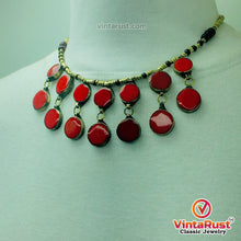 Load image into Gallery viewer, Coral Stone Beaded Choker with Ring and Earrings

