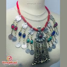 Load image into Gallery viewer, Dangling Vintage Coins and Stone Necklace
