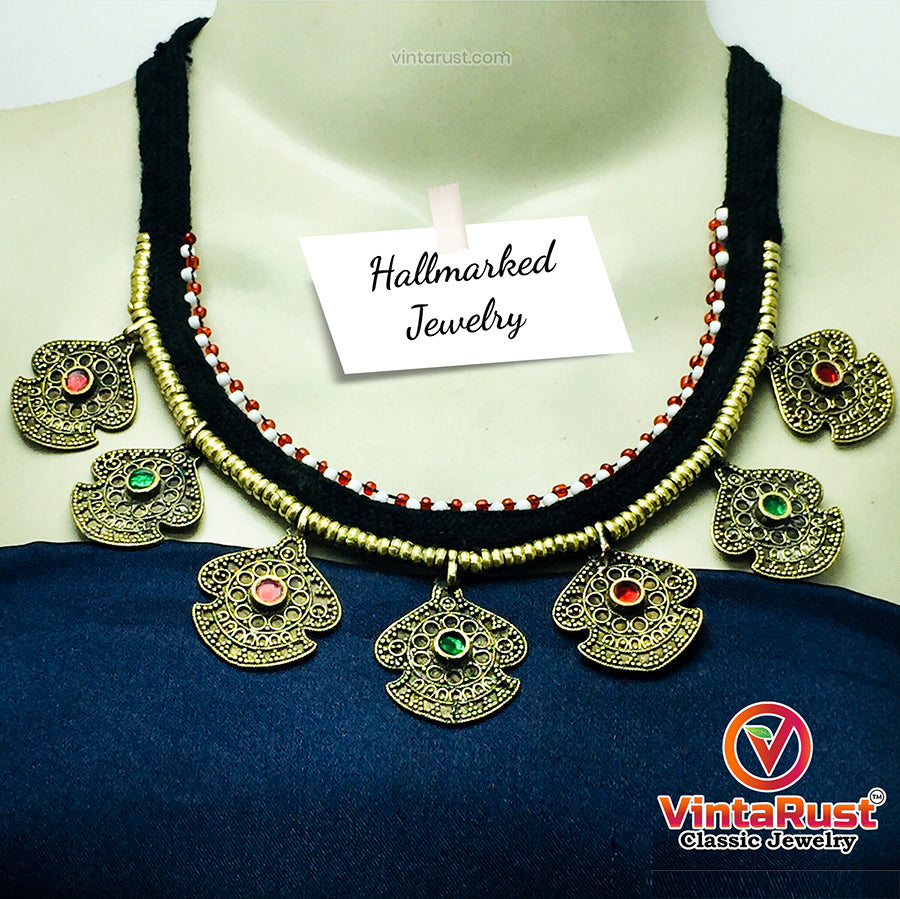 Vintage Ethnic Light Weight Tribal Necklace With Dangling Motifs