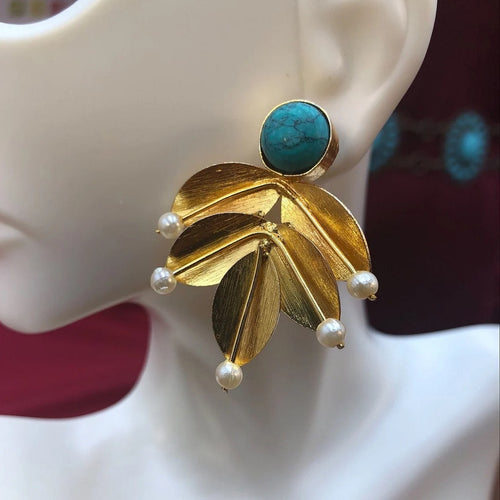 Floral Turquoise Handmade Earrings