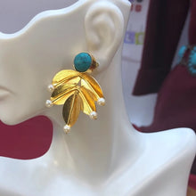 Load image into Gallery viewer, Floral Turquoise Handmade Earrings

