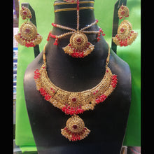 Load image into Gallery viewer,  Red Beads Indian Style Bridal Jewelry Set 
