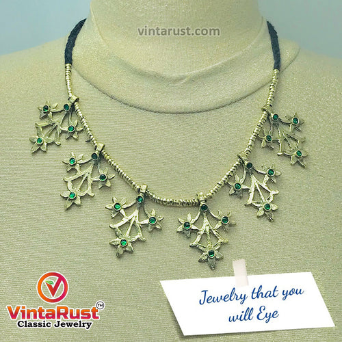 Golden Tone Choker Necklace With Motif