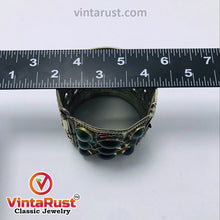 Load image into Gallery viewer, Vintage Gypsy Cuff Bracelet With Big Glass Stones
