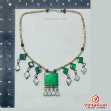 Load image into Gallery viewer, Green and White Stone Necklace
