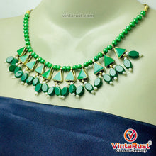 Load image into Gallery viewer, Green Beaded Stone and Small Pearls Necklace
