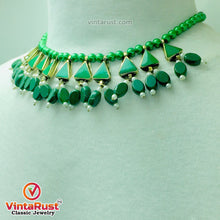 Load image into Gallery viewer, Green Beaded Stone and Small Pearls Necklace
