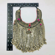 Load image into Gallery viewer, Gypsy Choker Necklace With Silver Kuchi Long Bells 
