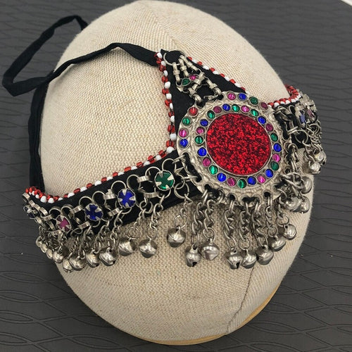 Tribal Matha Patti, Red Afghan Headwear