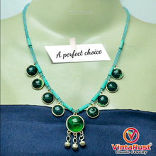 Load image into Gallery viewer, Tribal Beaded Chain Choker Necklace With Glass Stones
