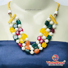 Load image into Gallery viewer, Handcrafted Colorful Stones and Pearls Beaded Choker Necklace
