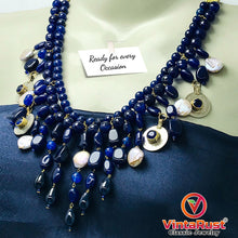 Load image into Gallery viewer, Handcrafted Lapis Choker Mala Necklace With Vintage Coins
