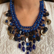 Load image into Gallery viewer, Handcrafted Lapis Choker Mala Necklace With Vintage Coins
