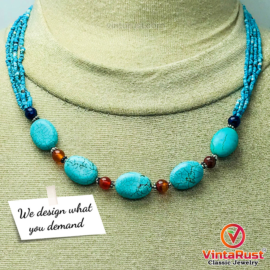 Handmade Turquoise Stone Choker Necklace
