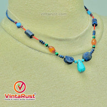 Load image into Gallery viewer, Lapis and Turquoise Stones Beaded Necklace
