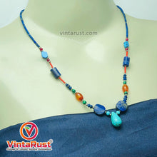 Load image into Gallery viewer, Lapis and Turquoise Stones Beaded Necklace
