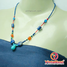 Load image into Gallery viewer, Lapis and Turquoise Stones Beaded Necklace
