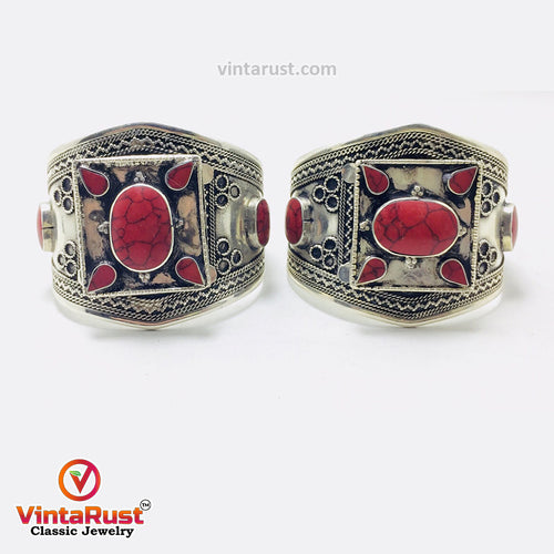 Handmade Boho Cuff Bracelet inlaid With Stones