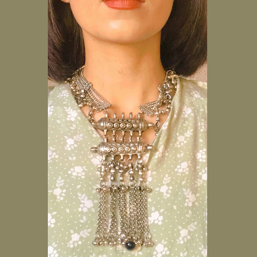 Handmade Oxidized Silver Pendant Necklace