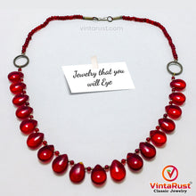 Load image into Gallery viewer, Handmade Beaded Chain Choker Necklace With Red Glass Stones
