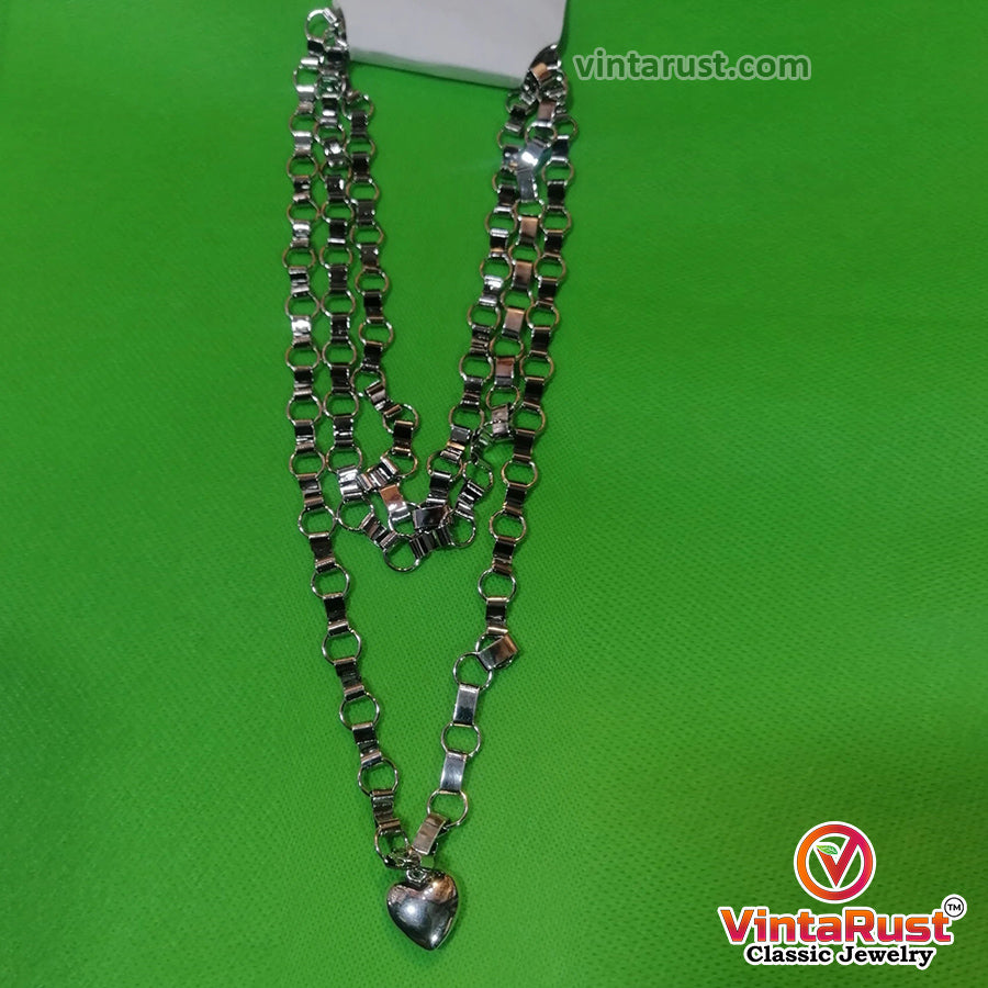 Handmade Silver Tone Heart Shaped Pendant Necklace