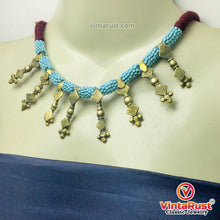 Load image into Gallery viewer, Handmade Tribal Metal Spikes Necklace With Turquoise Beads
