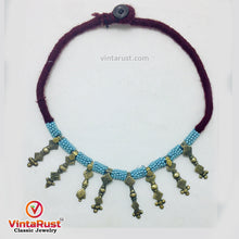Load image into Gallery viewer, Handmade Tribal Metal Spikes Necklace With Turquoise Beads
