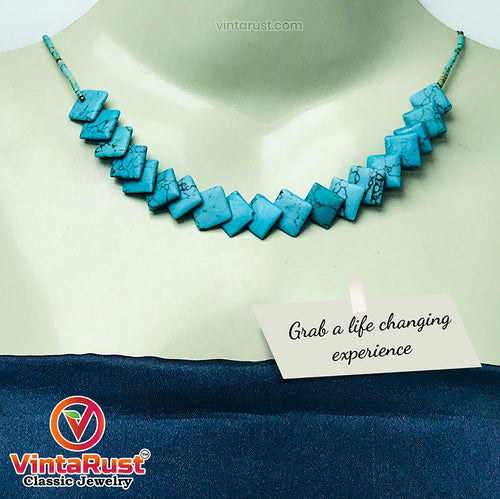 Handmade Turquoise Stone Beaded Necklace