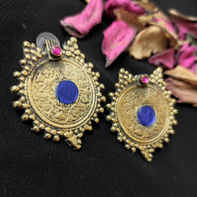 Load image into Gallery viewer, Handmade Gold Coins Earrings With Glass Stones

