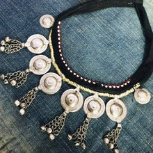 Load image into Gallery viewer, Tribal Choker Necklace With Silver Bells
