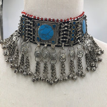 Load image into Gallery viewer, Turquoise Kuchi Choker Necklace With Bells
