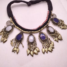Load image into Gallery viewer, Tribal Choker Necklace With Stones and Dangling Tassels
