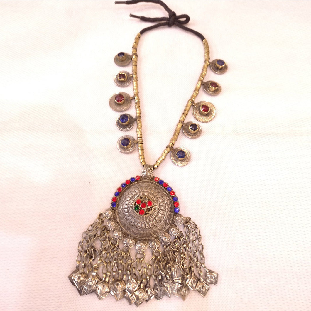 Tribal Beaded Chain Pendant Necklace