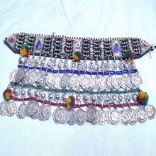 Load image into Gallery viewer, Massive Choker Necklace, Antique Long Dangling Multicolor Choker Necklace
