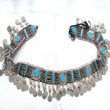 Load image into Gallery viewer, Turquoise and Lapis Lazuli Belt With Dangling Vintage Coins
