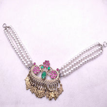 Load image into Gallery viewer, Antique Afghani Choker Three Flower With Pearls
