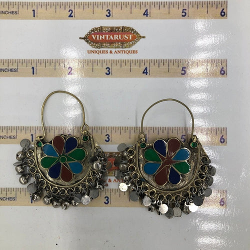 Vintage Multicolor Earrings, Light Weight Hoop Earrings