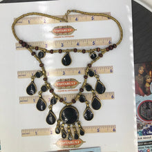 Load image into Gallery viewer, Afghan Two Layers Black Stones Metal and Wooden Beaded Chain Necklace
