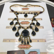Load image into Gallery viewer, Afghan Two Layers Black Stones Metal and Wooden Beaded Chain Necklace
