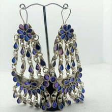 Load image into Gallery viewer, Blue Glass Stone Kuchi Massive Earrings
