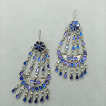 Load image into Gallery viewer, Blue Glass Stone Kuchi Massive Earrings
