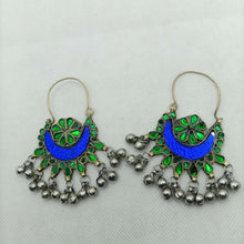 Load image into Gallery viewer, Blue and Green Glass Stone  Kuchi Earrings
