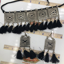 Load image into Gallery viewer, Silver Kuchi Dangling Tassels Jewelry Set 

