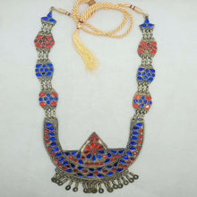 Load image into Gallery viewer, Kuchi Pendant, Glass Stones Pendant Necklace With Dangling Tassels, Long Pendant Necklace
