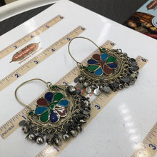 Load image into Gallery viewer, Vintage Multicolor Earrings, Light Weight Hoop Earrings
