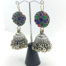 Load image into Gallery viewer, Tribal Glass Stones Jhumka Earrings
