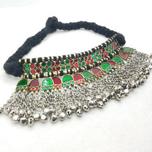 Load image into Gallery viewer, Turkmen Handmade Tribal Choker With Glass Stones and Bells
